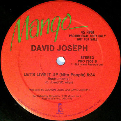 David Joseph : Let's Live It Up (Nite People) (12", Promo)