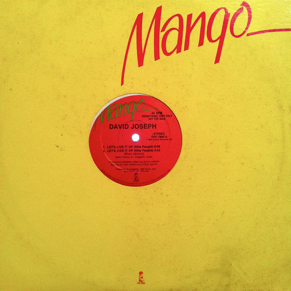 David Joseph : Let's Live It Up (Nite People) (12", Promo)
