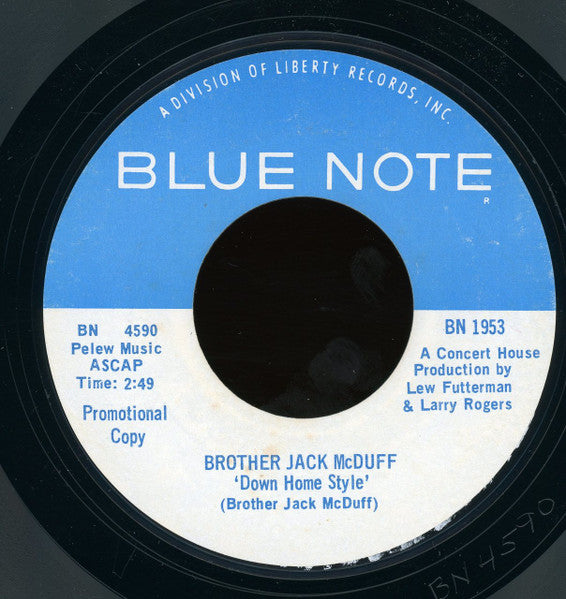 Brother Jack McDuff : Down Home Style  (7", Single, Promo, Styrene)