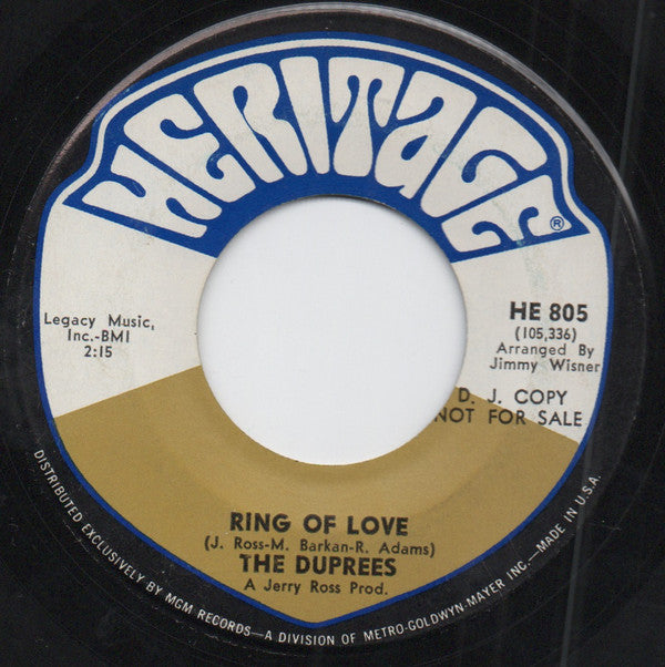 The Duprees : Goodnight My Love / Ring Of Love (7", Single, Promo)