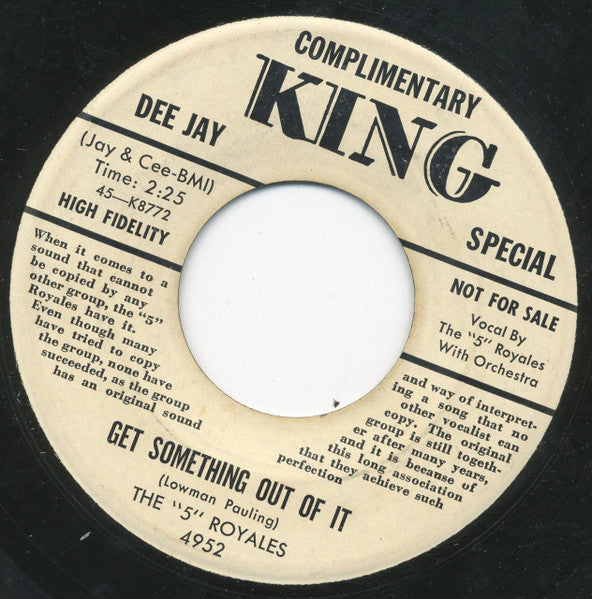 The 5 Royales : Come On And Save Me / Get Something Out Of It (7", Single, Promo)