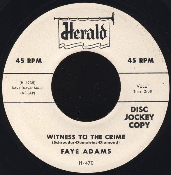 Faye Adams : Teen-Age Heart / Witness To The Crime (7", Single, Promo)
