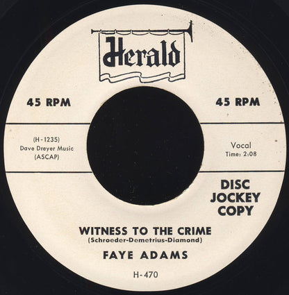 Faye Adams : Teen-Age Heart / Witness To The Crime (7", Single, Promo)