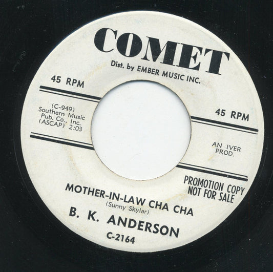 B. K. Anderson : Open Up The Window / Mother-In-Law Cha Cha (7", Single, Promo)