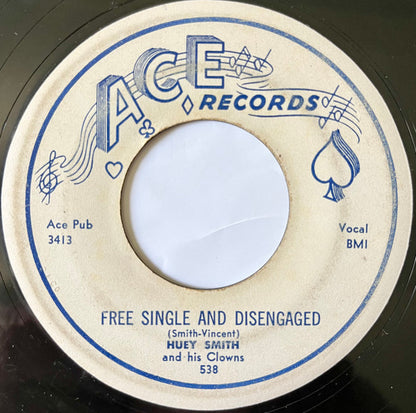 Huey "Piano" Smith & His Clowns : Just A Lonely Clown / Free Single And Disengaged (7", Single)