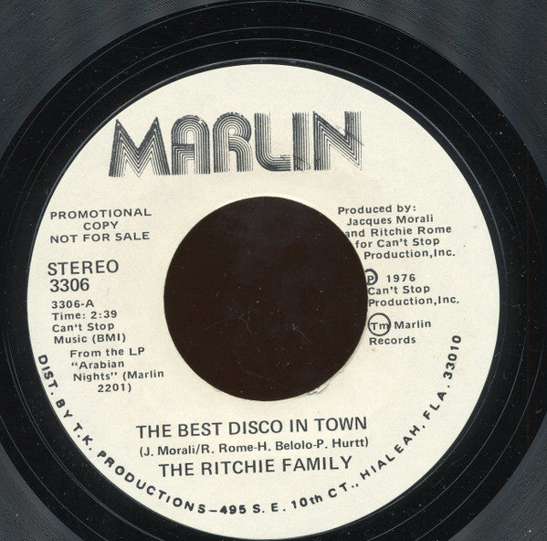 The Ritchie Family : The Best Disco In Town (7", Promo, Styrene)