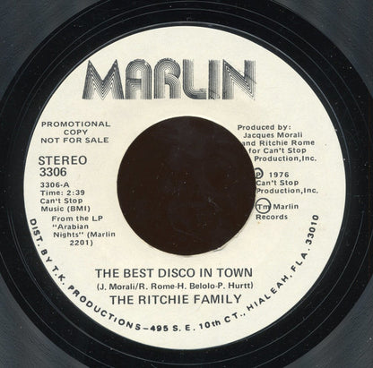 The Ritchie Family : The Best Disco In Town (7", Promo, Styrene)