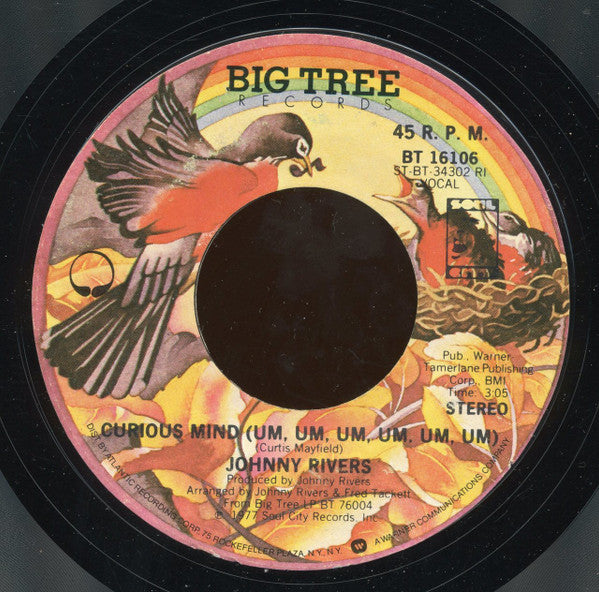 Johnny Rivers : Curious Mind (Um, Um, Um, Um, Um, Um) / Ashes And Sand (7", Styrene, RI)