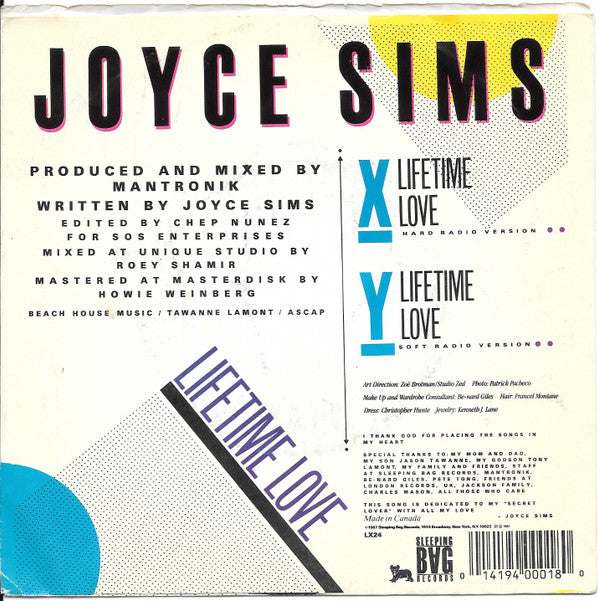 Joyce Sims : Lifetime Love (7")