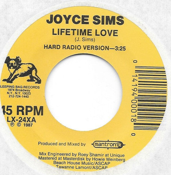 Joyce Sims : Lifetime Love (7")