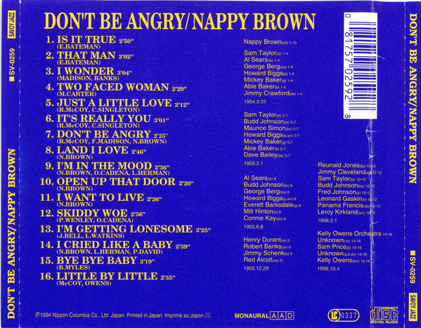 Nappy Brown : Don't Be Angry! (CD, Comp)