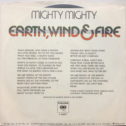 Earth, Wind & Fire : Mighty Mighty  (7", Single, Promo, Styrene)