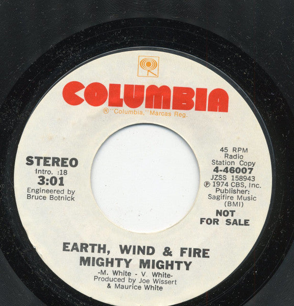 Earth, Wind & Fire : Mighty Mighty  (7", Single, Promo, Styrene)
