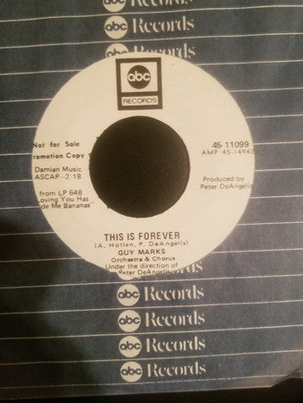 Guy Marks : This Is Forever (7", Single, Promo)