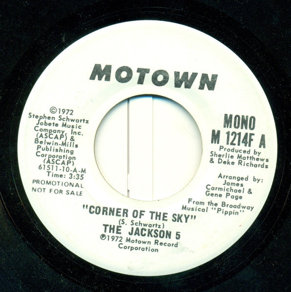 The Jackson 5 : Corner Of The Sky (7", Mono, Promo)