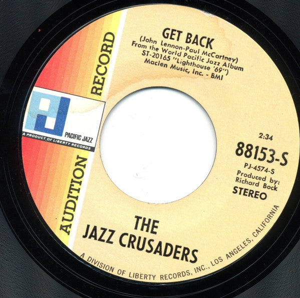 The Crusaders : Get Back / Willie And Laura Mae Jones (7", Promo, Styrene, All)