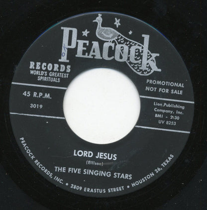 The Five Singing Stars : Lord Jesus / Come On Jesus (7", Single, Promo)