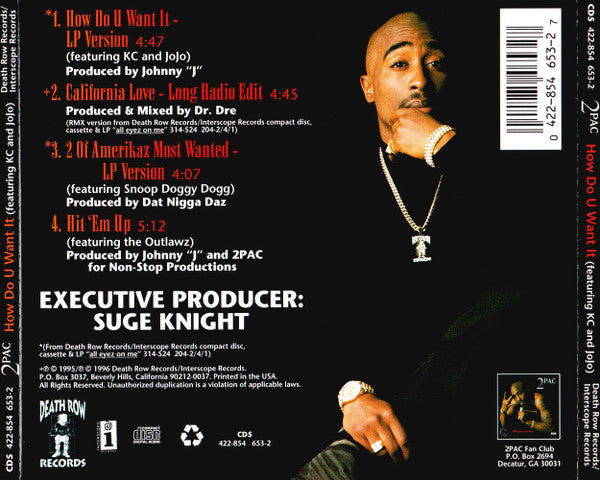 2Pac Featuring K-Ci & JoJo : How Do U Want It (CD, Maxi)