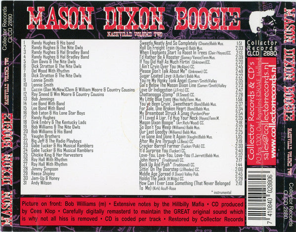 Various : Mason Dixon Boogie - Nashville Volume Two (CD, Comp)