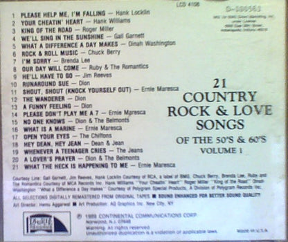 Various : 21 Country Rock And Love Songs Of The 50's And 60's Volume 1 (CD, Comp, Mono, Club)