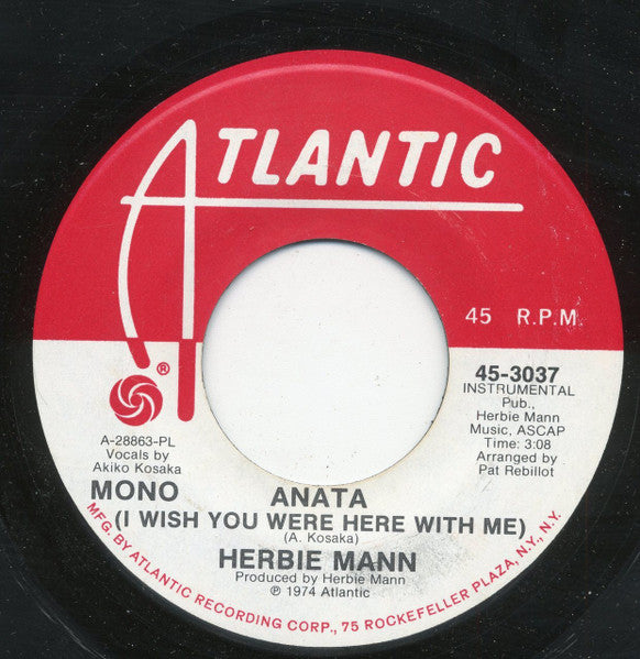 Herbie Mann : Anata (I Wish You Were Here With Me) (7", Mono, Promo, PL )
