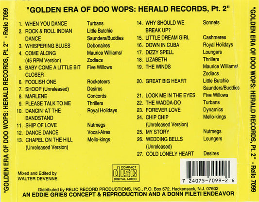 Various : The Golden Era Of Doowops: The Groups Of Herald Records Part 2 (CD, Comp)