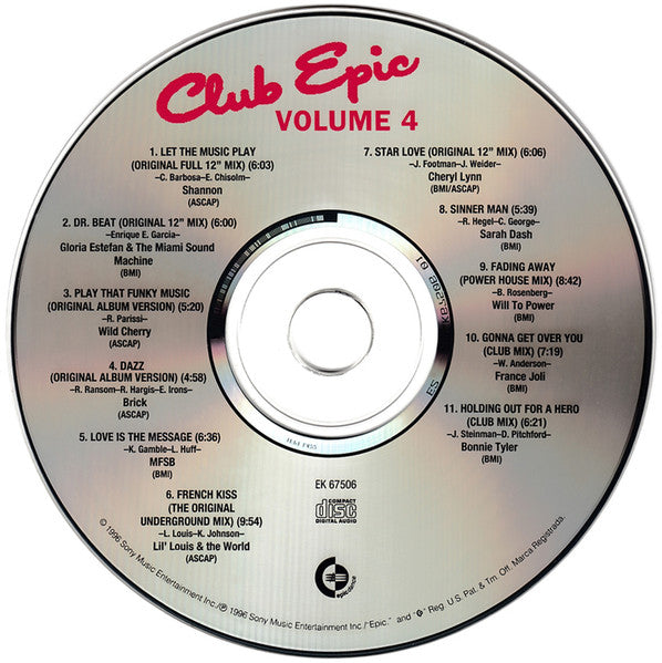 Various : Club Epic (A Collection Of Classic Dance Mixes) Volume 4 (CD, Comp, RM)