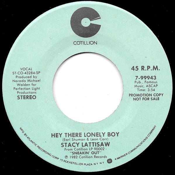 Stacy Lattisaw : Hey There Lonely Boy (7", Single, Mono, Promo, SP )