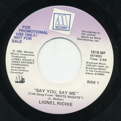 Lionel Richie : Say You, Say Me (7", Promo)