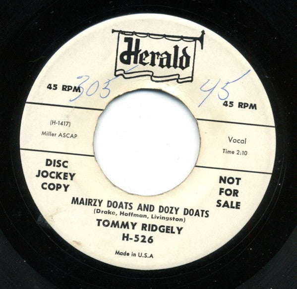 Tommy Ridgley : Mairzy Doats And Dozy Doats (7", Single, Promo)
