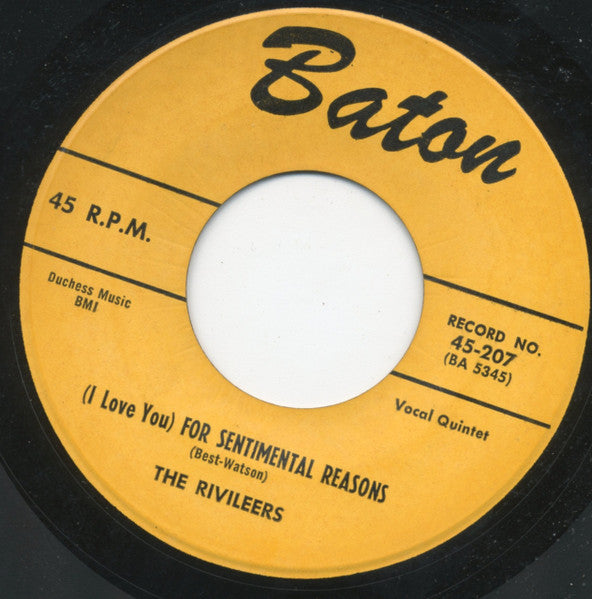 The Rivileers : I Want To See My Baby / (I Love You) For Sentimental Reasons (7", Single)