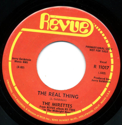 The Mirettes : The Real Thing (7", Single, Promo)