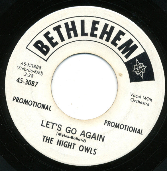 The Night Owls (5) : Let's Go Again (7", Single, Promo)