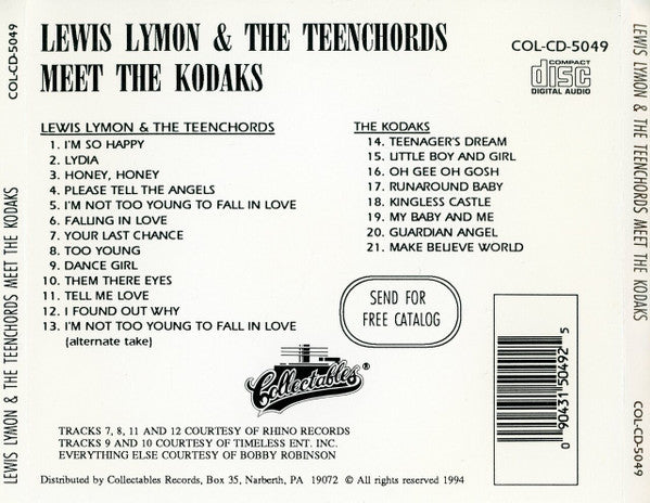 Lewis Lymon & The Teenchords, The Kodaks : Lewis Lymon & The Teenchords Meet The Kodaks (CD, Comp, RE)