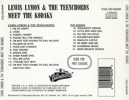 Lewis Lymon & The Teenchords, The Kodaks : Lewis Lymon & The Teenchords Meet The Kodaks (CD, Comp, RE)