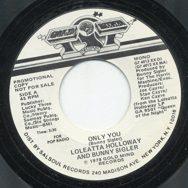 Loleatta Holloway & Bunny Sigler : Only You (7", Mono, Promo, Styrene)