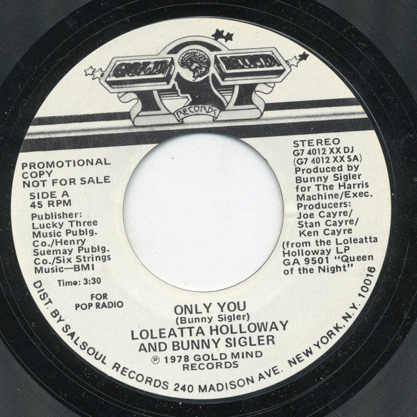 Loleatta Holloway & Bunny Sigler : Only You (7", Mono, Promo, Styrene)