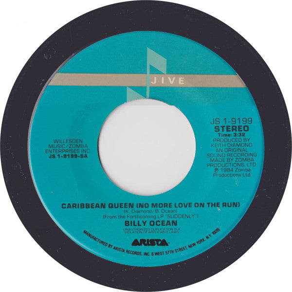 Billy Ocean : Caribbean Queen (No More Love On The Run) (7", Single)