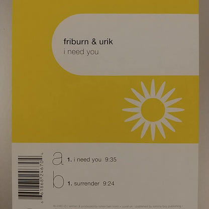 Friburn & Urik : I Need You (12")