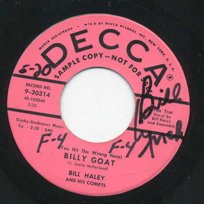 Bill Haley And His Comets : (You Hit The Wrong Note) Billy Goat / Rockin' Rollin' Rover (7", Single, Promo)