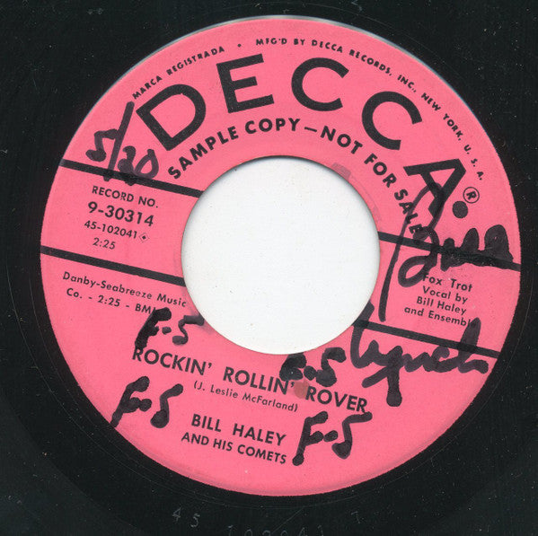 Bill Haley And His Comets : (You Hit The Wrong Note) Billy Goat / Rockin' Rollin' Rover (7", Single, Promo)
