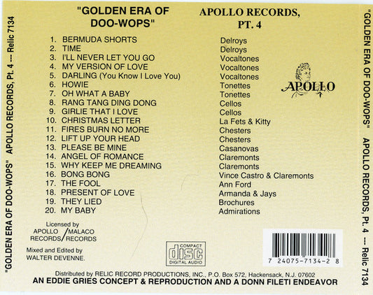 Various : The Golden Era Of Doowops: The Groups Of Apollo Records Part 4 (CD, Comp)