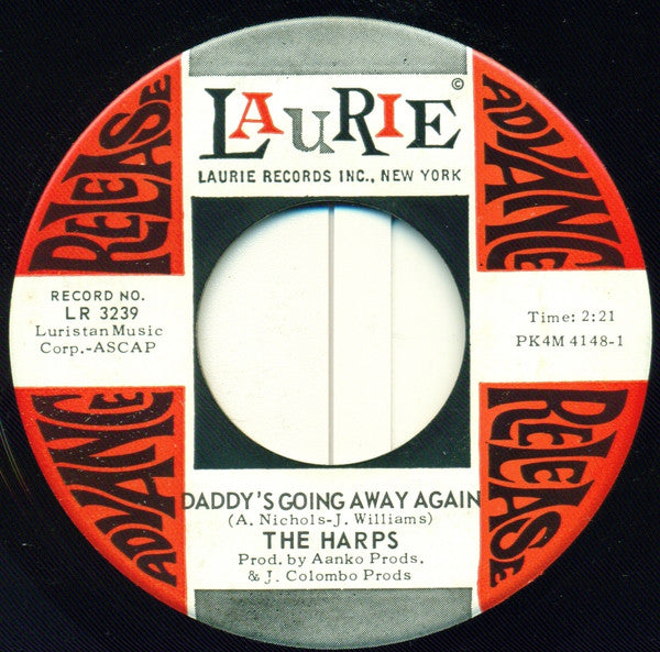The Harps : Marie / Daddy's Going Away Again (7", Advance, Single, Promo)
