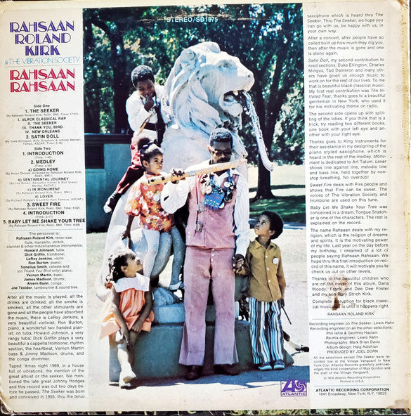Rahsaan Roland Kirk & The Vibration Society : Rahsaan Rahsaan (LP, Album, Pre)