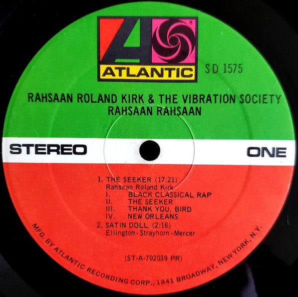 Rahsaan Roland Kirk & The Vibration Society : Rahsaan Rahsaan (LP, Album, Pre)