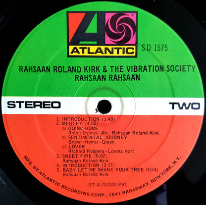 Rahsaan Roland Kirk & The Vibration Society : Rahsaan Rahsaan (LP, Album, Pre)