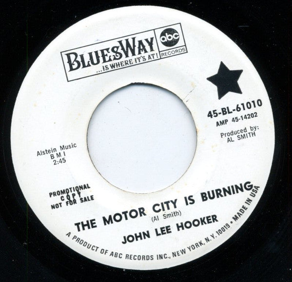 John Lee Hooker : The Motor City Is Burning (7", Single, Promo)