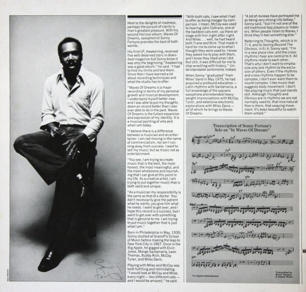 Sonny Fortune : Waves Of Dreams (LP, Album, Ter)