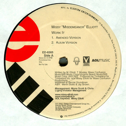 Missy Elliott : Work It (12", Promo)