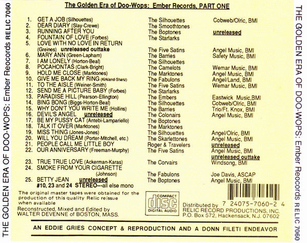 Various : The Golden Era Of Doowops: The Groups Of Ember Records (CD, Comp)